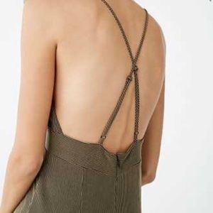 Forever 21 Olive Jumpsuit Plunge Strappy M NWT